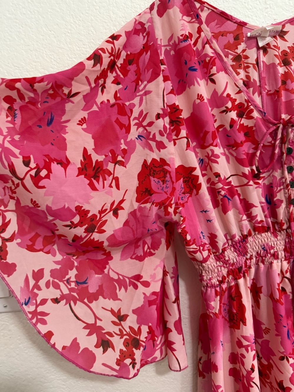Boemo Anthropologie Boho Red Pink Floral Maxi Dress Extra Large - Picture 4 of 12